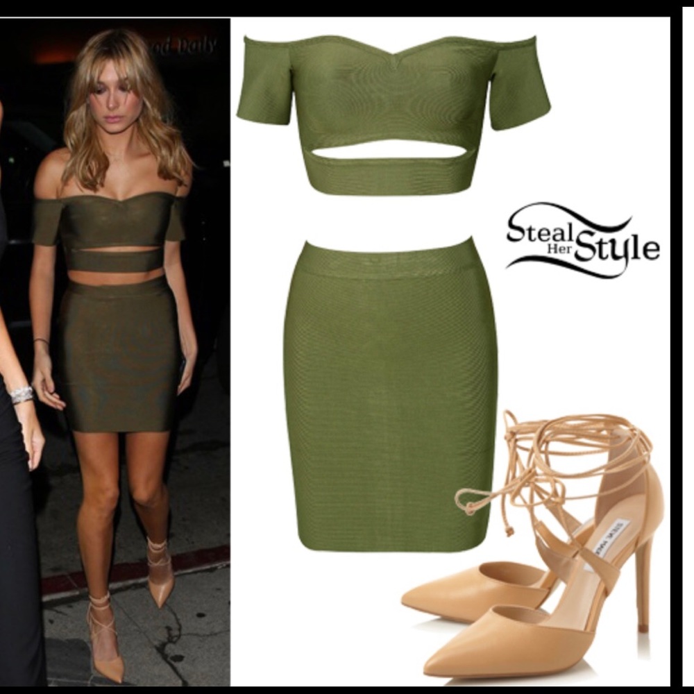 Mistress Rocks Khaki Bandage Two Piece Dress